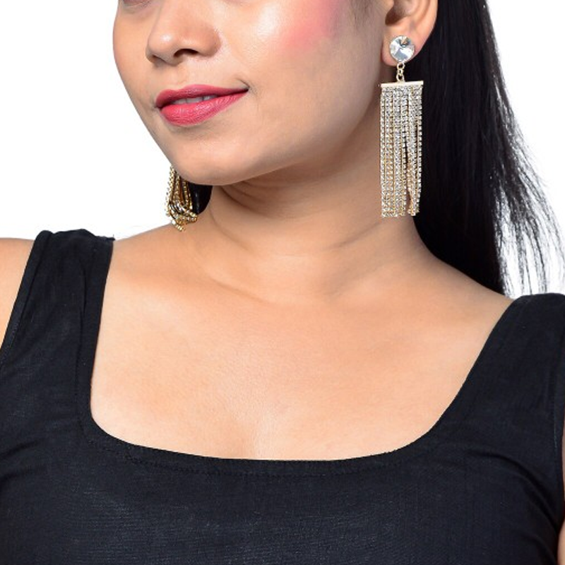 Gold-Toned Gold Plated Contemporary Drop Earrings