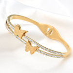 Women Diamond and Gold-Plated Bangle-Style Bracelet